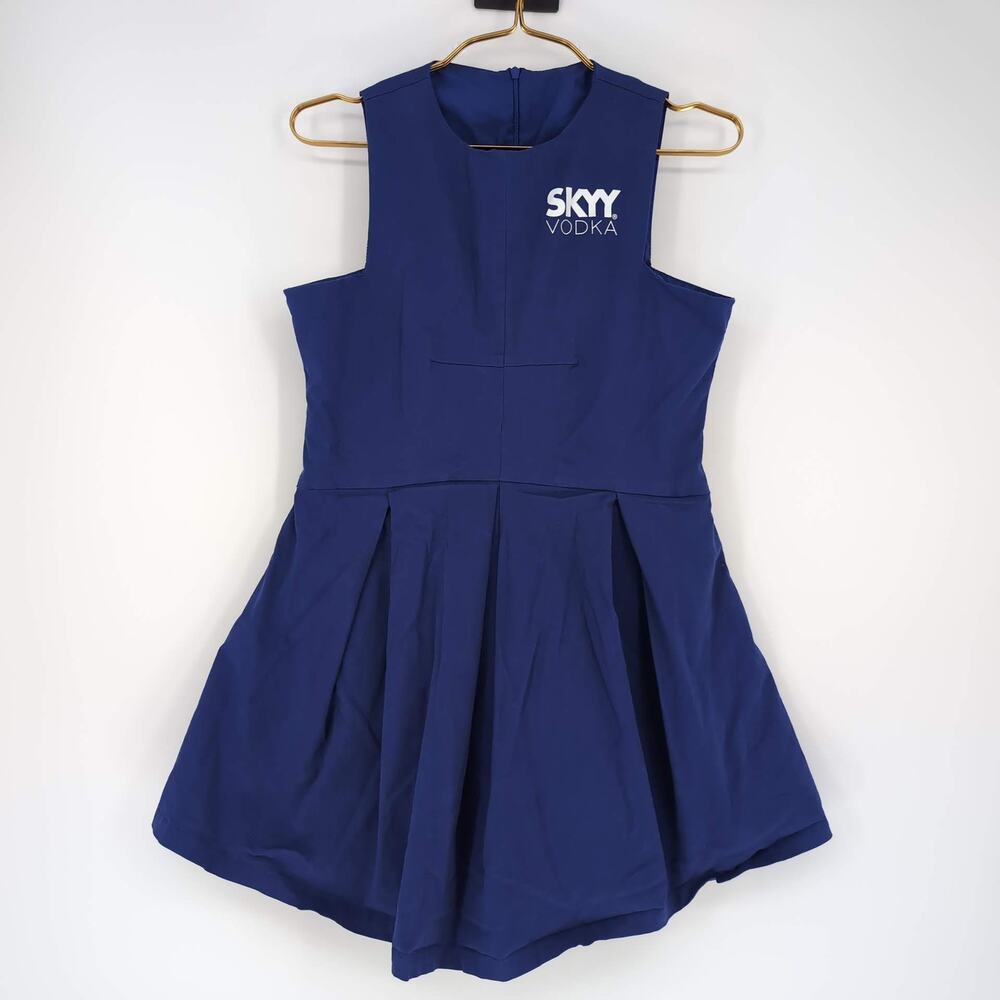 Skyy Vodka Blue Womens Cocktail Party Mini Dress Pleated Skirt - Size M - GUC
